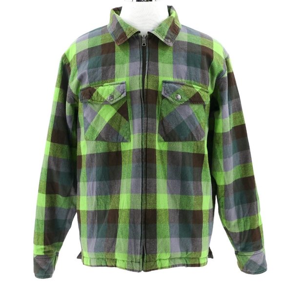 The North Face Reversible Flannel Insulated Shacket L Brown Green Plaid - Picture 2 of 10